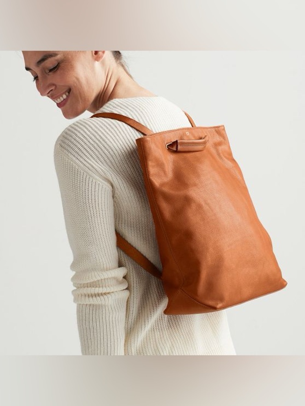 Mark & Graham Bedford Convertible Backpack in tan leather